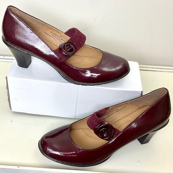 Merona Shoes - Merona Burgundy Dressy Mary Jane Faux Leather Casual Heeled Comfort Pump size 10